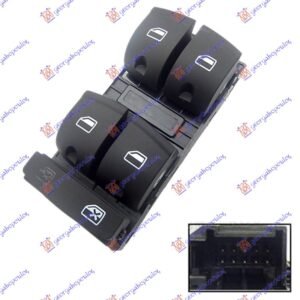 PREKIDAC U PREDNJIM VRATIMA (4 TASTERA) (10 PIN) - AUDI A3 2003-2008 (8P1/8PA)