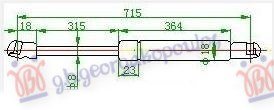 AMORTIZER HAUBE (715L-290N) - AUDI A3 2003-2008 (8P1/8PA)