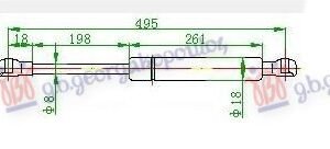 AMORTIZER GEPEK VRATA (494L-490N) - AUDI A3 2003-2008 (8P1/8PA)