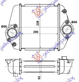 HLADNJAK INTERKULERA 2.2 DI DIZEL (200x230x62) - MAZDA 6 2008-2013 (GH/GJ/GL)