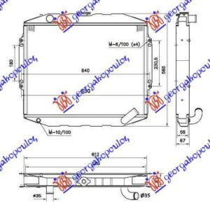 HLADNJAK MOTORA 2.5 TDi (MAN/AUTO) (+/-AC) (45x59.8x5.3) (BAKAR) - MITSUBISHI PAJERO 1996-2001 (V3/W)