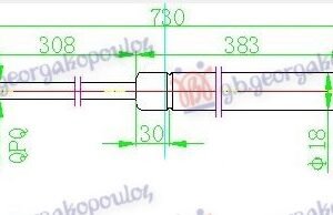 AMORTIZER HAUBE (728L-265N) - VW GOLF VI 2008-2013 (5K1)