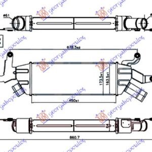 HLADNJAK INTERKULERA 2.2 D-ID DIZEL (450x164x64) - MITSUBISHI OUTLANDER 2007-2011 (CWW)