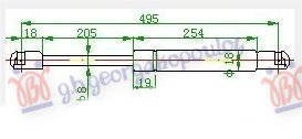 AMORTIZER GEPEK VRATA (495L-420N) - MITSUBISHI OUTLANDER 2007-2011 (CWW)