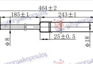 AMORTIZER GEPEK VRATA (465L-360N) - HYUNDAI i10 I 2007-2010 (PA)