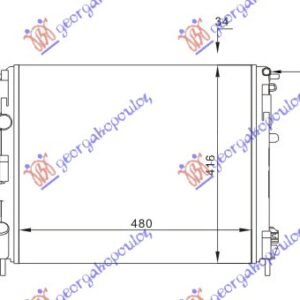 HLADNJAK MOTORA BENZIN/DIZEL (48x41) (BEZ PUMPE) (NA SRAF) - RENAULT KANGOO 1998-2003 (KC0/KC1)