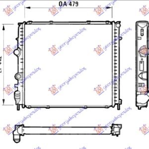 HLADNJAK MOTORA DIZEL (478x439x42) (VALEO) - RENAULT KANGOO 1998-2003 (KC0/KC1)