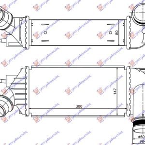 HLADNJAK INTERKULERA 2.0 HDi DIZEL (300x145x80) 11- - CITROEN JUMPY 2007-2016 (VF7)