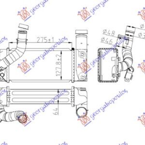 HLADNJAK INTERKULERA 1.4 D4D (275x130) - TOYOTA AURIS 2006-2010 (E15)