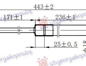 AMORTIZER GEPEK VRATA (443L-455N) - TOYOTA AURIS 2006-2010 (E15)