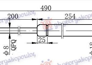 AMORTIZER GEPEK VRATA -99 (SEDAN) (490L-230N) - PEUGEOT 406 SDN 1996-2005 (8C/8E/8F)