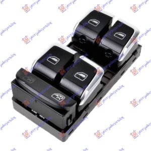 PREKIDAC U PREDNJIM VRATIMA HROM/CRNI (4 TASTERA) (10 PIN) - AUDI A4 2007-2011 (8KH/8K2/8K5)
