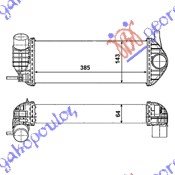HLADNJAK INTERKULERA 1.5 DCi DIZEL (385x145x64) SRAFLJENJE - RENAULT KANGOO 2008-2013 (KW0/KW1)