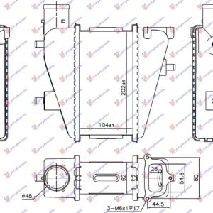 HLADNJAK INTERKULERA 2.2 CTDI (104x202x62) - HONDA CIVIC H/B-L/B 2006-2012 (FN/FK)