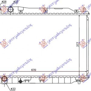 HLADNJAK MOTORA 1.6/1.8 16V (AUTO) (37.5x67x27) - HONDA CIVIC SEDAN 2006-2011 (FD/FA)