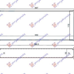 HLADNJAK INTERKULERA 2.0 JTD (440x172x55) - SUZUKI SX4 2007-2013 (GY/RW)