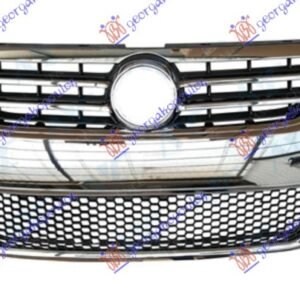 PVC MASKA KOMPLET (GORNJA RESETKA SA HROM LAJSNAMA) (DONJA RESETKA) (OKVIR) 2007- - VW TOUAREG 2003-2010 (7LA/7L6/7L7)