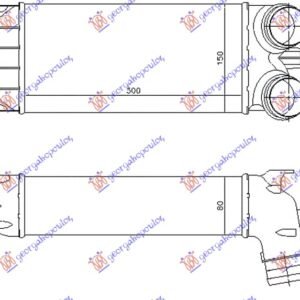 HLADNJAK INTERKULERA 1.6 THP BENZIN (300x150x80) - CITROEN C5 2008-2016 (RD/RW)