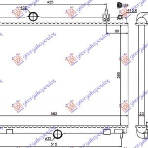 HLADNJAK MOTORA 1.6 THP-VTI BENZIN - 1.6 Hdi/2.0 HDi/BLUEHDi DIZEL (MAN) (380x560) (LEMLJEN SPOJ) - CITROEN C5 2008-2016 (RD/RW)