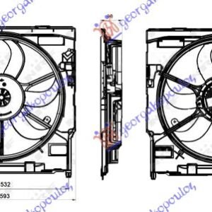 VENTILATOR KOMPLET (3.0 BENZIN) (520mm) (400W) (3 PIN) - BMW X5 2007-2010 (E70)