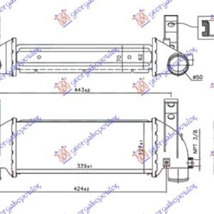 HLADNJAK INTERKULERA 1.8 Di-TDCi DIZEL (340x128x62) -07 - FORD TRANSIT CONNECT 2003-2010 (P64/P70/P80)