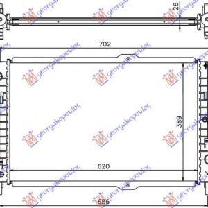 HLADNJAK MOTORA 1.8 BENZIN / 1.8 TDCI (+/-AC) (620x389x26) - FORD TRANSIT CONNECT 2003-2010 (P64/P70/P80)