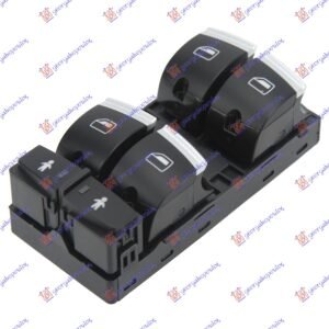 PREKIDAC U PREDNJIM VRATIMA HROM/CRNI (4 TASTERA) (ZASTITA DECE) (10 PIN) - AUDI Q7 2009-2015 (4LB)