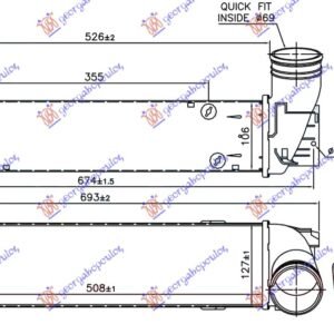 HLADNJAK INTERKULERA 1.6-2.0 (16i-20i-X-28i) BENZIN (508x127x106) - BMW X1 2009-2013 (E84)