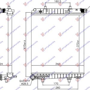 HLADNJAK MOTORA 1.2 VTi BENZIN (MAN) (372x340x24) - CITROEN C1 2014- (PA/PS)