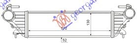 HLADNJAK INTERKULERA 0.9 TURBO - 1.3 JTD (572x131x50) - FIAT 500 L 2012-2017 (351/352)