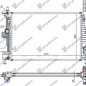 HLADNJAK MOTORA 1.0 EcoBoost BENZIN (543x362x26) (KOYO) - FORD C-MAX II 2010-2014 (DXA/CB7/DXA/CEU)