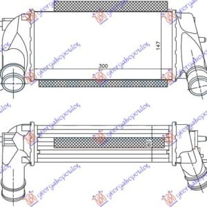 HLADNJAK INTERKULERA 1.0i 12V TURBO (300x147x80) - FORD FIESTA 2013-2017 (JD)