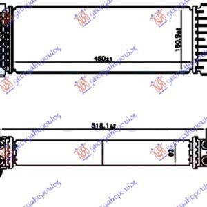 HLADNJAK INTERKULERA 2.0 TDCi DIZEL (450x160x62) - FORD TRANSIT 2013-2019 (F3/FCD/FDD/FAD/FED)
