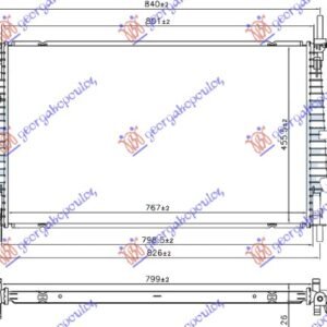 HLADNJAK MOTORA 2.0 TDCi DIZEL (765x460x26) FWD - FORD TRANSIT 2013-2019 (F3/FCD/FDD/FAD/FED)