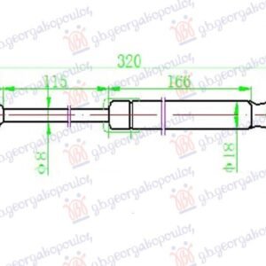 AMORTIZER GEPEK VRATA (319L-355N) - FORD MUSTANG 2015-2018 (CZG/S550)