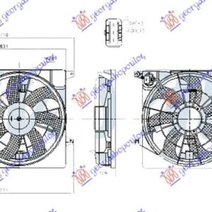 VENTILATOR KOMPLET (BENZIN) (460mm) (3 PIN) - HYUNDAI iX35/TUCSON 2010-2015 (LM/EL/ELH)