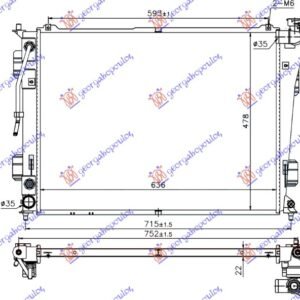 HLADNJAK MOTORA 2.0/2.4 BENZIN (AUTO) (635x480x16) - HYUNDAI SONATA 2011-2015 (YF)