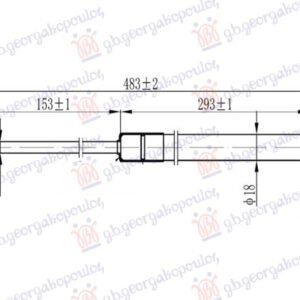 AMORTIZER GEPEK VRATA (483L-530N) - HYUNDAI i30 HATCHBACK/TOURER 2017-2020 (PDE/PDEN)