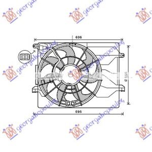 VENTILATOR KOMPLET (1.6/2.0 BENZIN) (465mm) (3 PIN) - HYUNDAI i40 2011- (VF)