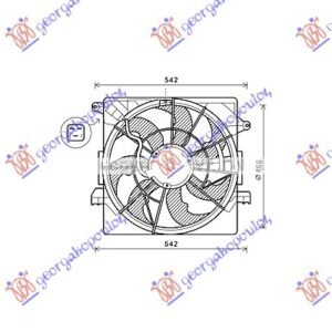 VENTILATOR KOMPLET (1.7 CRDi DIZEL) (465mm) (3 PIN) - HYUNDAI i40 2011- (VF)