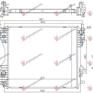 HLADNJAK MOTORA 2.7 DIZEL (AUTO) (570x501) - JAGUAR XF 2008-2015 (X250)