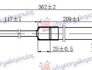 AMORTIZER GEPEK VRATA (362L-390N) - SEAT Mii 2012- (KF1/KE1)