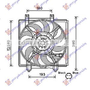 VENTILATOR KOMPLET (2.5 TURBO) (342mm) (2 PIN) - SUBARU FORESTER 2008-2012 (SG/SH)