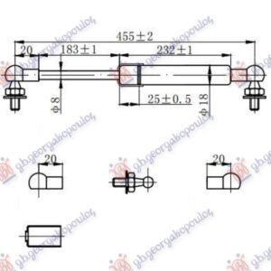 AMORTIZER HAUBE (455L-350N) - TOYOTA LAND CRUISER PRADO 120 2002-2011 (J12)