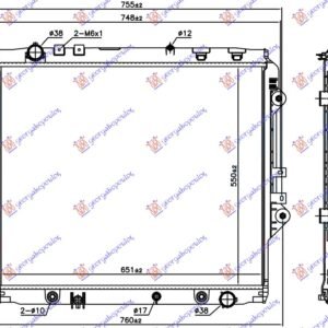 HLADNJAK MOTORA 2.4/2.8 D DIZEL (AUTO) (550x650x27) - TOYOTA HI-LUX 2WD/4WD 2015-2020 (N1)