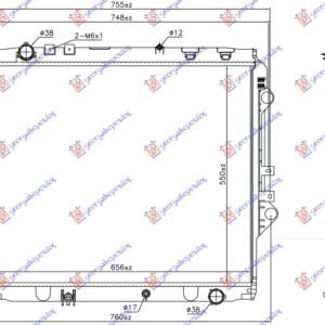 HLADNJAK MOTORA 2.4 D DIZEL (MAN) (550x650x27) - TOYOTA HI-LUX 2WD/4WD 2015-2020 (N1)