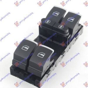 PREKIDAC U PREDNJIM VRATIMA CRNI/SREBRNI (4 TASTERA) (10 PIN) - VW TOUAREG 2010-2014 (7P5/7P6)