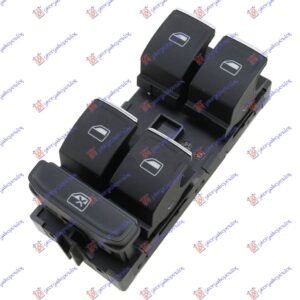 PREKIDAC U PREDNJIM VRATIMA CRNI/SREBRNI (4 TASTERA) (8 PIN) - VW GOLF VII 2013-2016 (5G1)